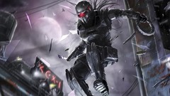 Woman blood armor long hair artwork fantasy art futuristic 