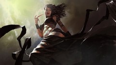 Woman blood artwork fantasy art low-angle shot