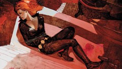 Woman blood bath comics lying down redheads Black Widow artwork