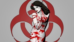 Woman blood biohazard