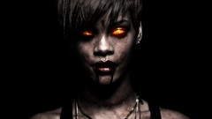 Woman blood black background scars rihanna zombies short hair 