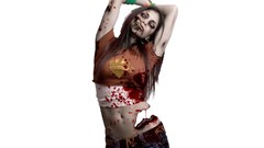 Woman blood Bones zombies brunettes Simple Background gore
