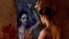 Woman blood Knives mirrors creepy horror art artwork