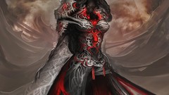 Woman blood red eyes mistress artwork fantasy art