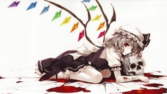 Woman blood red eyes skulls misaki kurehito touhou flandre 