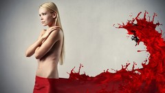 Woman blood splatters
