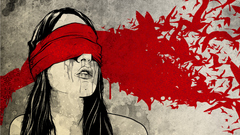 Woman blood tears blindfolds