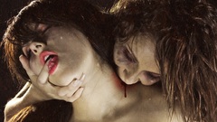 Woman blood Vampires fingers on lips Shyla Jennings