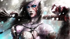 Woman bloody world of warcraft digital art video games