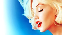 Woman blue background Celebrity gwen stefani blondes singers 