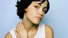 Woman blue background Celebrity Rose Byrne Actress brunettes 