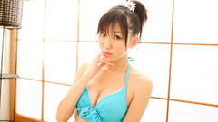 Woman blue bikini asians