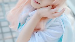 Woman blue cosplay sweets