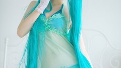 Woman blue cosplay sweets