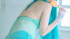 Woman blue cosplay sweets