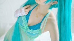 Woman blue cosplay sweets
