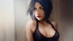 Woman blue eyes artwork fantasy art