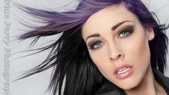 Woman blue eyes black hair purple hair Chelsey Mac