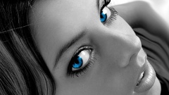 Woman blue eyes blue