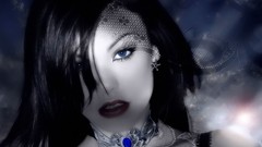 Woman blue eyes brunettes fantasy art artistic necklaces