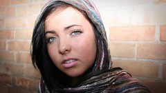 Woman blue eyes brunettes hijab