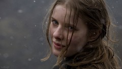 Woman blue eyes brunettes looking back Rachel Hurd Wood