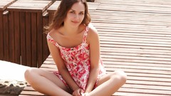 Woman blue eyes brunettes models spread legs Met-Art magazine 