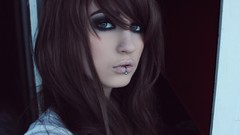 Woman blue eyes brunettes piercings Lolina Green