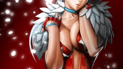 Woman blue eyes cleavage silver hair artwork video games blade 
