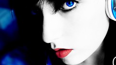 Woman blue eyes cold
