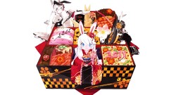 Woman blue eyes food