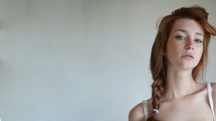 Woman blue eyes freckles braids redheads Leeninek Gabriela 