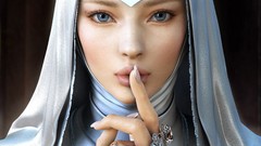 Woman blue eyes nuns sister cgi