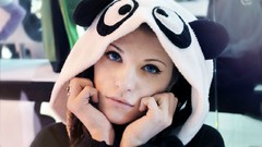 Woman blue eyes panda bears