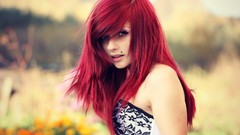 Woman blue eyes piercings redheads