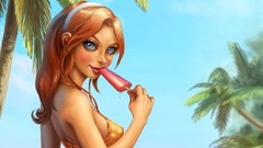 Woman blue eyes redheads artwork