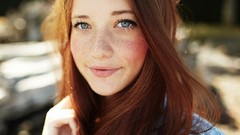Woman blue eyes redheads Lindsay Hansen