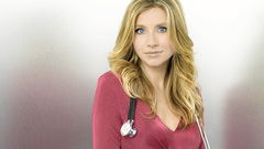 Woman blue eyes scrubs