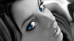 Woman blue eyes selective