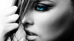 Woman blue eyes selective