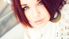 Woman blue eyes short hair little girl redheads Emma Silfver