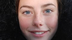 Woman blue eyes smiling