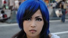Woman blue hair
