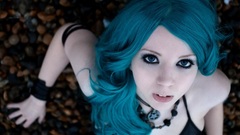 Woman blue hair