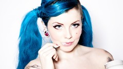 Woman blue hair