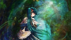 Woman blue hair anime girls blue eyes hatsune miku vocaloid 