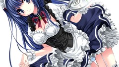 Woman blue hair anime girls blue eyes yukiwo underwear panties