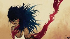 Woman blue hair artwork