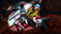 Woman blue hair artwork