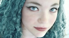 Woman blue hair blue eyes